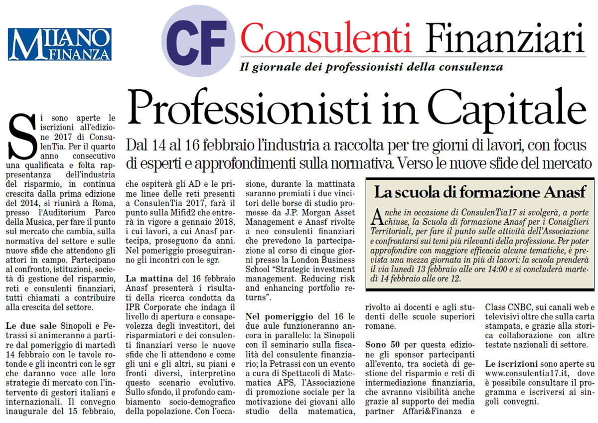 articolo ConsulenTia17 Roma su Milano Finanza